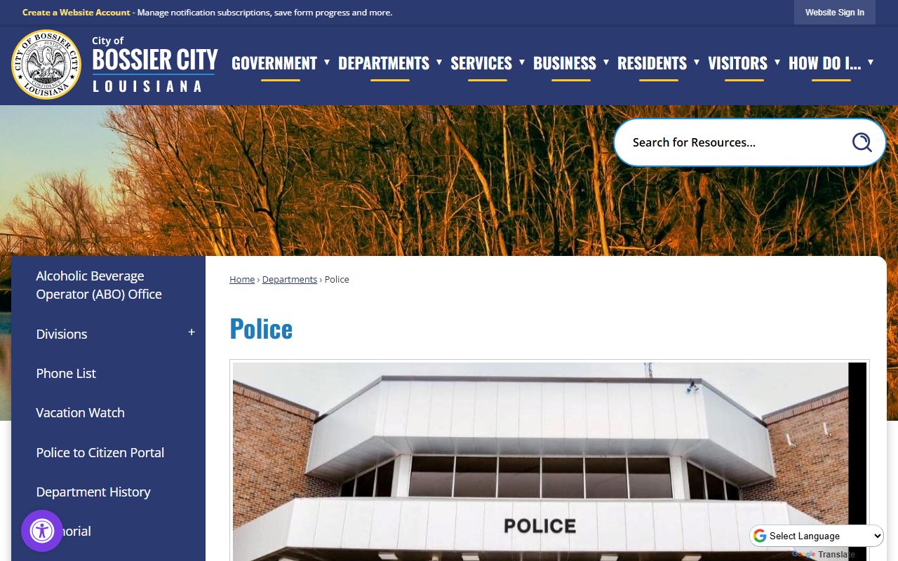 Bossier City Police Department website for booking releases and arrest records