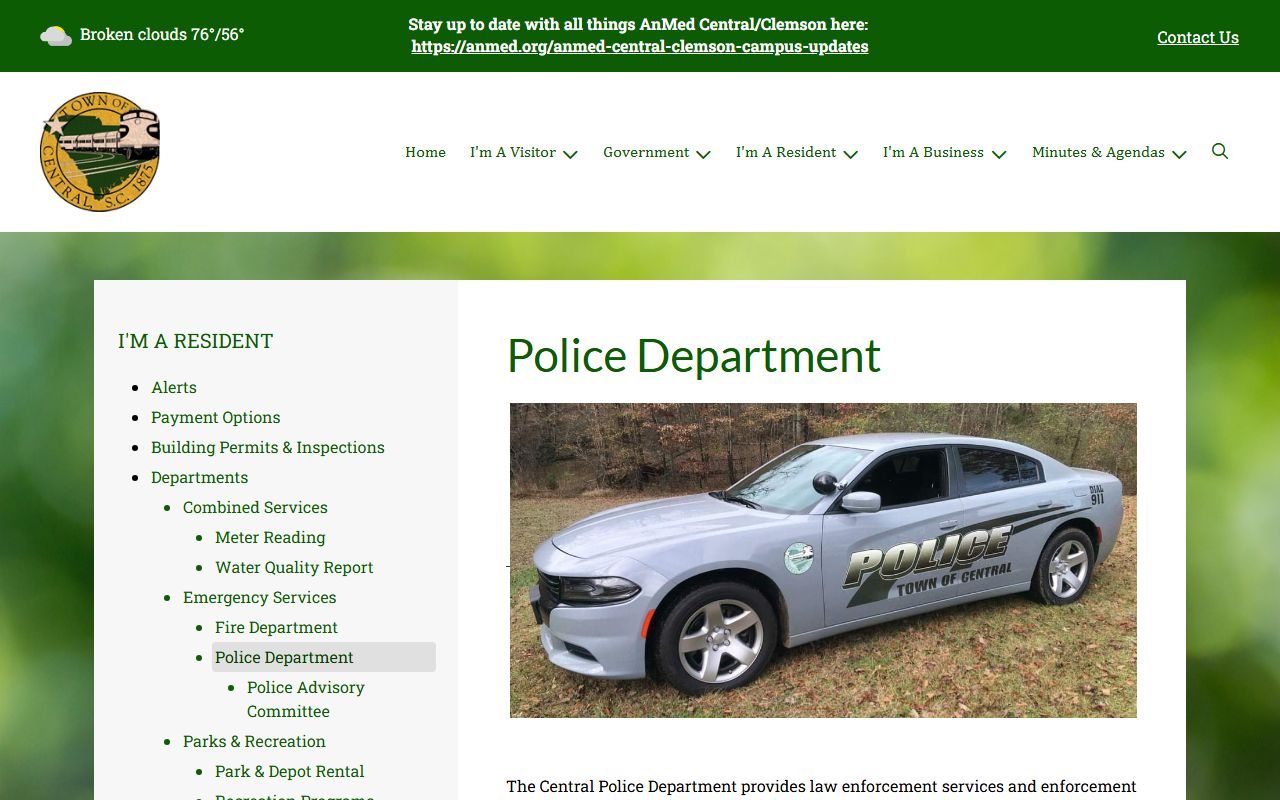 Central Police Department website for booking releases and arrest records in Central Louisiana