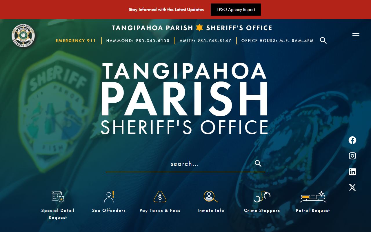Tangipahoa Parish Sheriff's Office for Hammond booking releases and current inmate custody