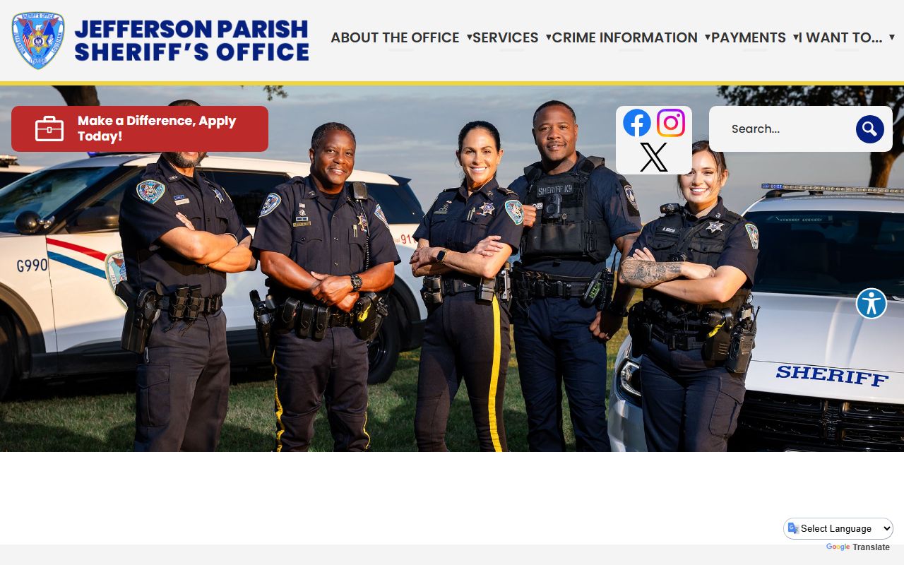 Jefferson Parish Sheriff's Office website for Metairie booking releases and inmate search