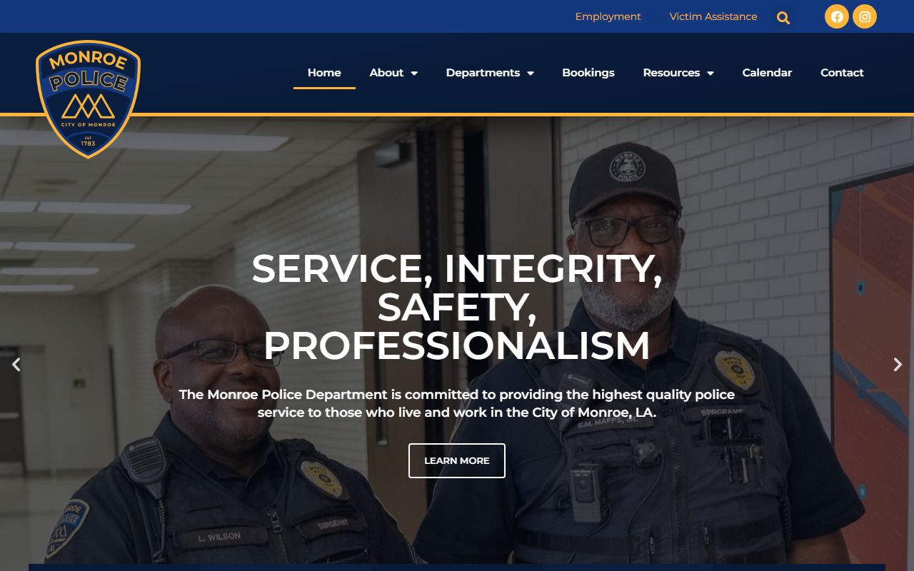 Monroe Police Department website for booking releases and arrest records