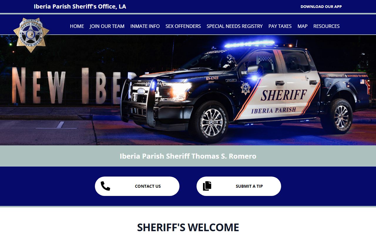 Iberia Parish Sheriff's Office for New Iberia booking releases and current inmate data