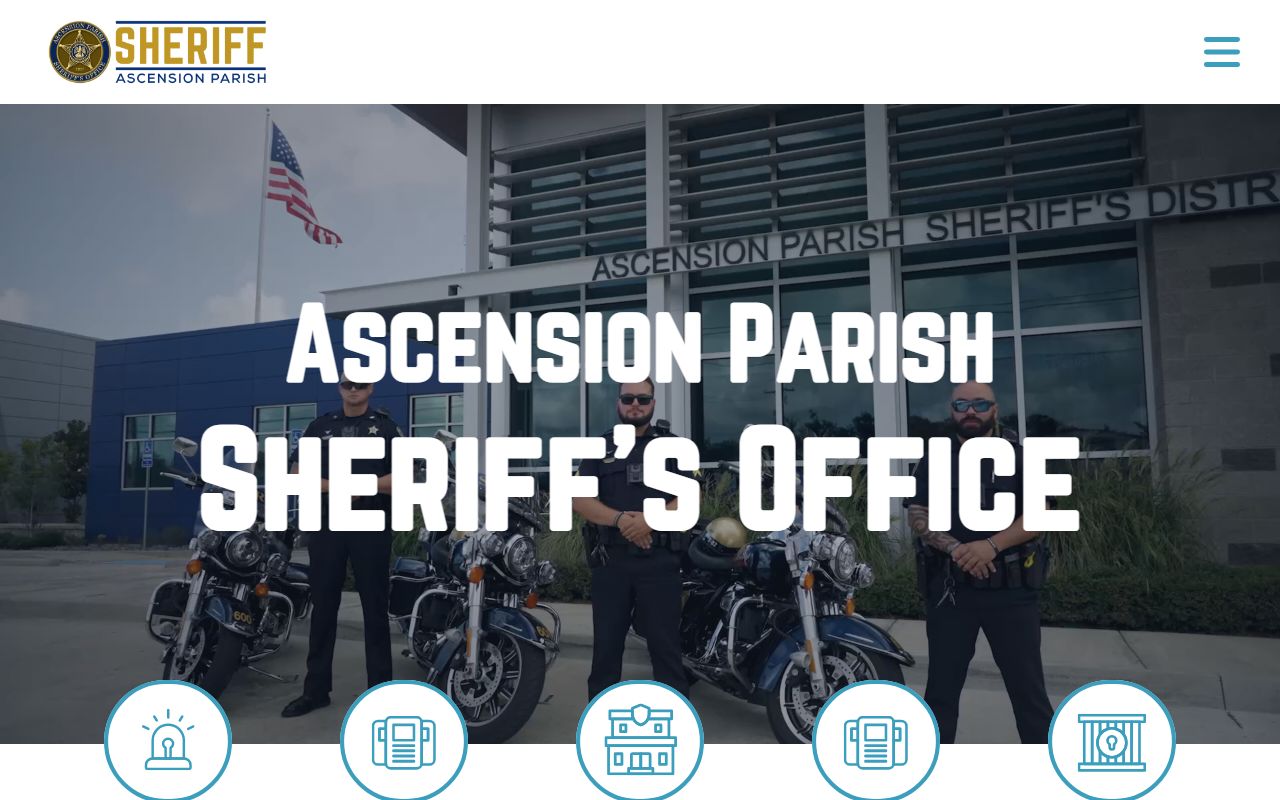 Ascension Parish Sheriff's Office main website with booking release resources