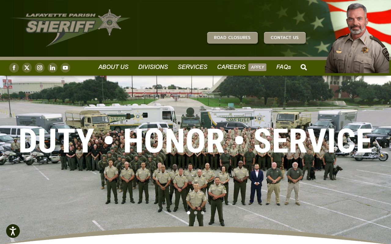 Lafayette Parish Sheriff's Office website with booking release information