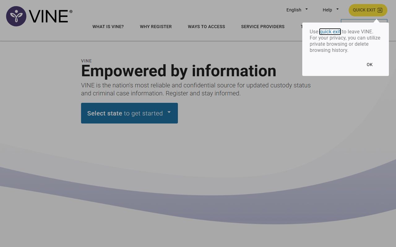 VINELink portal for Louisiana booking releases and inmate custody notification
